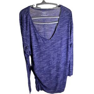 MOTHERHOOD MATERNITY Women's Blue Long Sleeve Maternity Top Size XL Ruched Sides